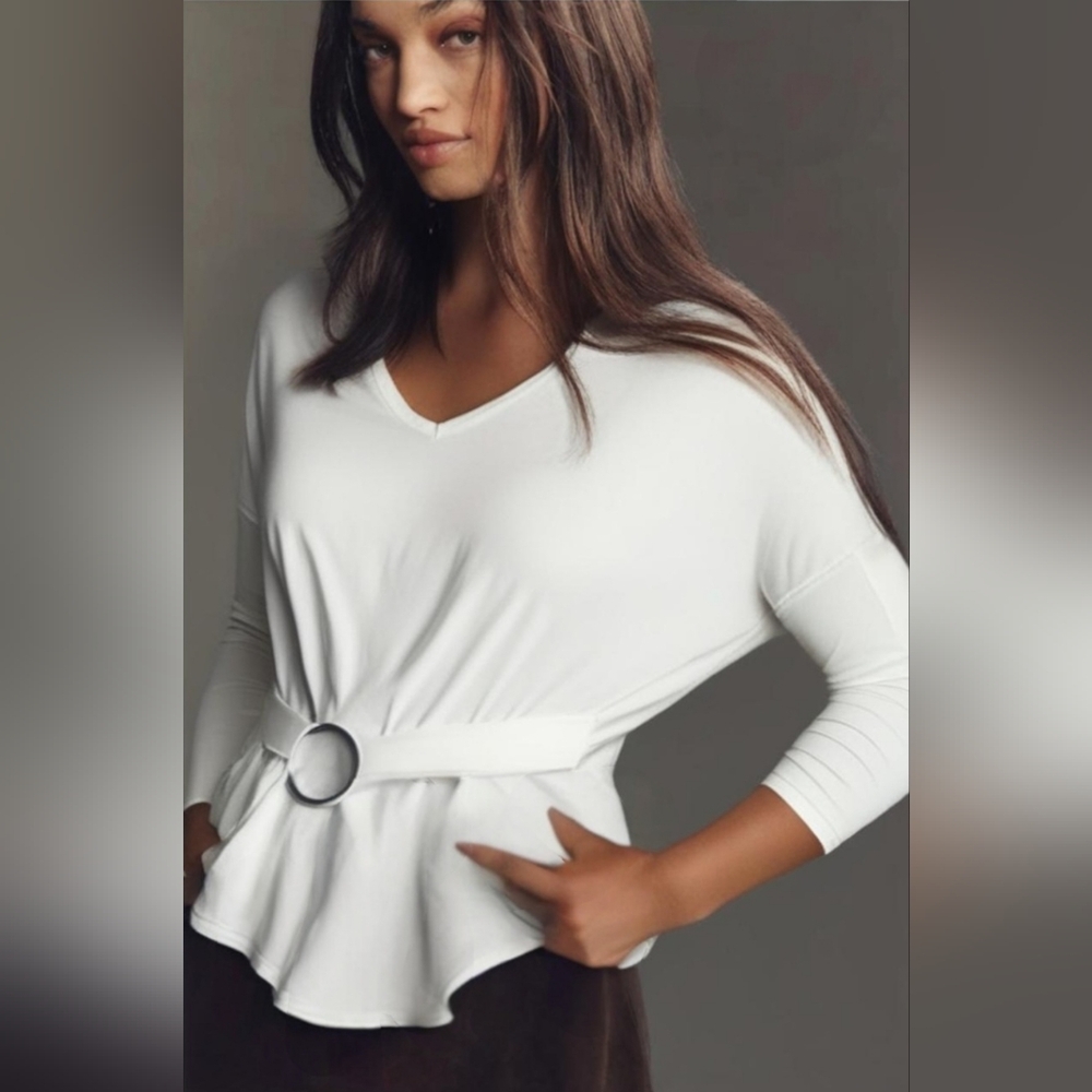 Express White Belted Top